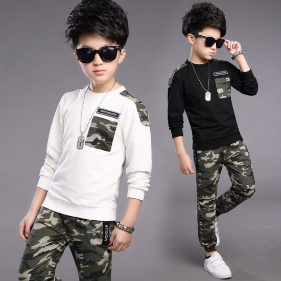 Teen Children Clothes 3-11year Boys Costume Tracksuit Camouflage Tops Pants 2PCS Children Spring Outfits Set - Image 4