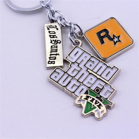 Muti-Pendant Key Holder GTA V Grand Theft Auto5 Keychain For Fans KeyRing PS4 Xbox PC Keyfob Game