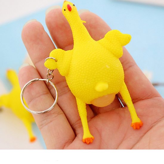 Chicken Egg Laying Hens Stress Ball Keychain Creative Funny Spoof Tricky Gadgets Toy Chicken - Image 2