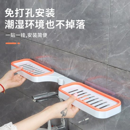 rack foldable Storage Toilet bathroom non perforated soap storage rack closet organizer - Image 3