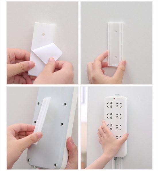 Socket Fixer Cable Organizer Wall Hanging Power Strip Holder Fixator Plug-in Removable Self-Adhesive - Image 3