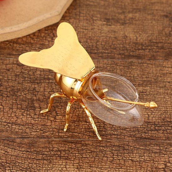 Bee Shape Honey Pot Storage Container European Style Home Ornament Decoration Kitchen Spice Seasoning Jar With Spoon