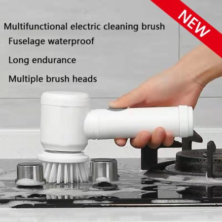 Electric Cleaning Brush Bathroom Wash Brush Kitchen Cleaning Tool USB 5-in-1 Brush Cleaner Sink