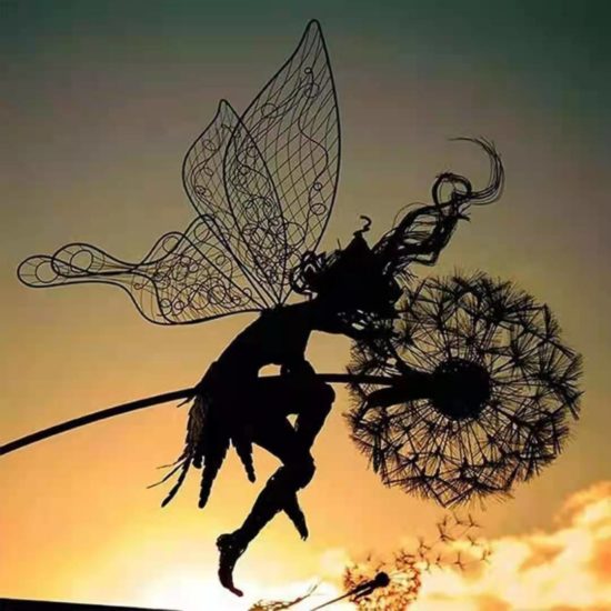 Dandelion Figurine Fairies Pixies Dancing From Statue Steel Wires For Garden Mythical Sculpture Decor - Image 4