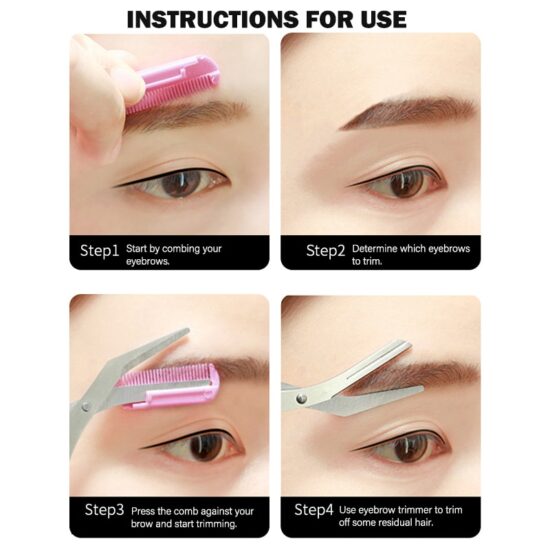 Scissor Eyebrow Scissors with Comb Stainless Steel Makeup Beauty Products - Image 4
