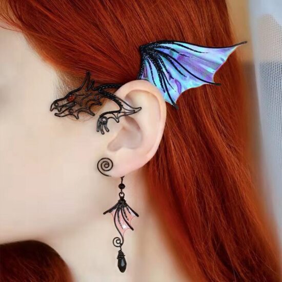 Earring Clip Butterfly Dragon Wings Shape Ear Cuff Fairy Multicolor No Piercing - Image 2