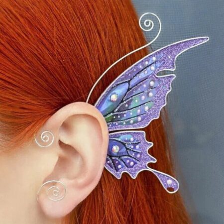 Earring Clip Butterfly Dragon Wings Shape Ear Cuff Fairy Multicolor No Piercing