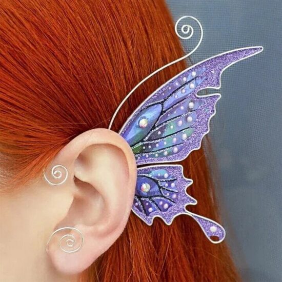 Earring Clip Butterfly Dragon Wings Shape Ear Cuff Fairy Multicolor No Piercing
