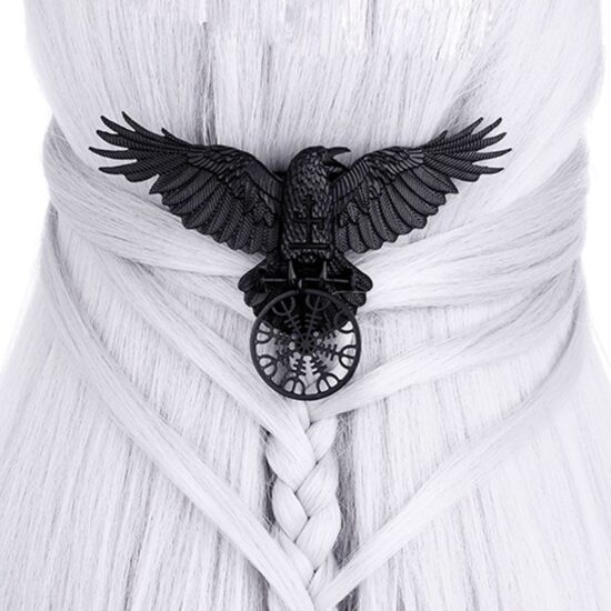 Viking Crow Hair Clip Accessories Vintage Goth Punk Wing Hairpin Jewelry Black Oversized - Image 2