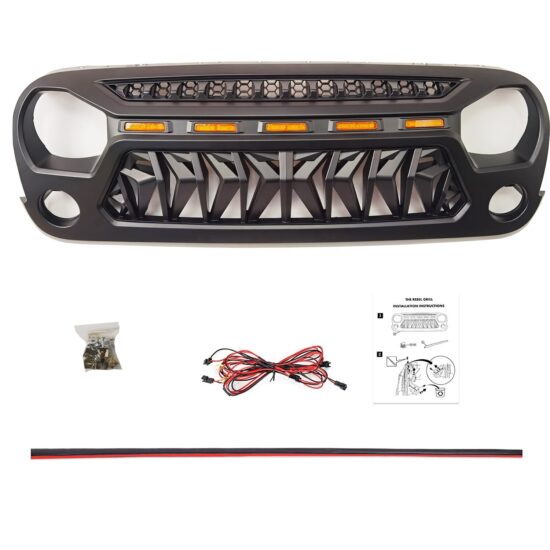 Front Grill For JEEP WRANGLER Jk Accessories 4x4 Offroad Grille With Light Factory Exterior Parts 2007-2017 - Image 5