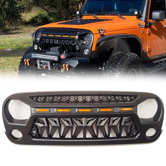 Front Grill For JEEP WRANGLER Jk Accessories 4x4 Offroad Grille With Light Factory Exterior Parts 2007-2017 - Image 4