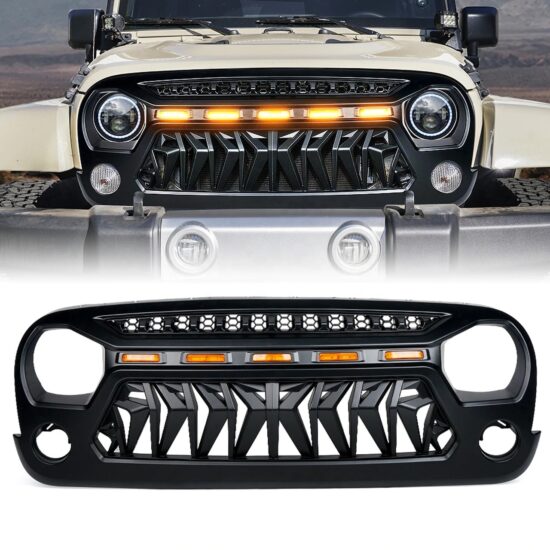 Front Grill For JEEP WRANGLER Jk Accessories 4x4 Offroad Grille With Light Factory Exterior Parts 2007-2017