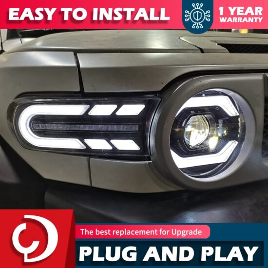 LED DRL Headlight For Toyota FJ Cruiser 07-20 Animation Design Turn Signal Light Dual Beam Lens Front Lamp - Image 3