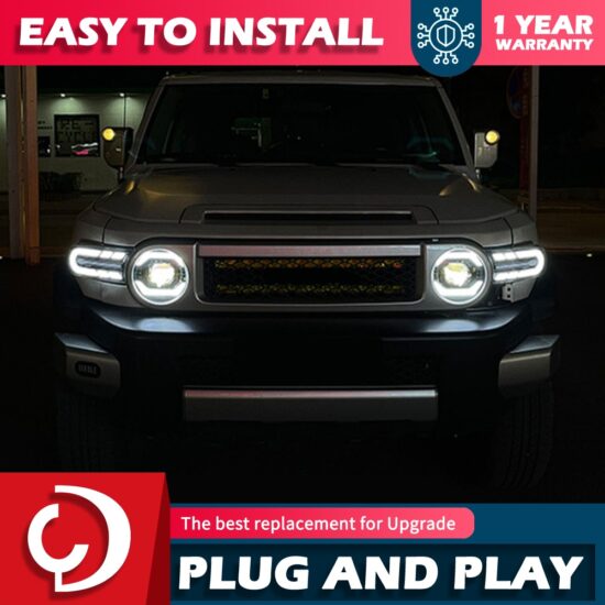 LED DRL Headlight For Toyota FJ Cruiser 07-20 Animation Design Turn Signal Light Dual Beam Lens Front Lamp - Image 4