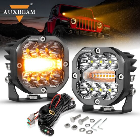 Fog Lamp Light Pod with Memory Function 6-Modes for Offroad Truck SUV-ATV-UTV Boat 96W 3-inch LED Work Light Driving