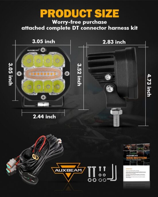 Fog Lamp Light Pod with Memory Function 6-Modes for Offroad Truck SUV-ATV-UTV Boat 96W 3-inch LED Work Light Driving - Image 4