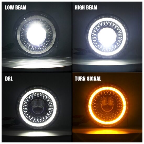 Car Led Headlight For Lada Niva 4x4 7inch H4 Led Angel Eyes For Jeep Wrangler OffRoad 4x4 Suzuki Samurai Toyota - Image 2