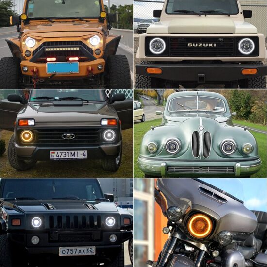 Car Led Headlight For Lada Niva 4x4 7inch H4 Led Angel Eyes For Jeep Wrangler OffRoad 4x4 Suzuki Samurai Toyota - Image 5