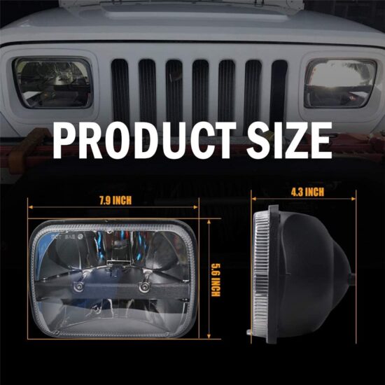 Headlamps For Jeep Cherokee XJ Wrangler YJ Comanche MJ GMC Savana Safari Ford 7x6 5x7 H6054 LED High-Low-Beam Sealed - Image 5