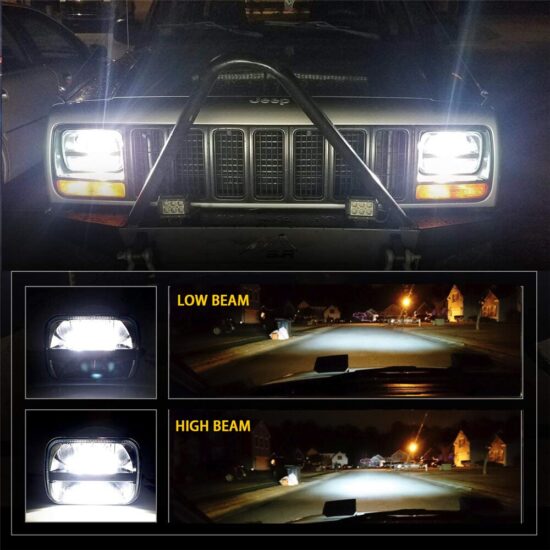 Headlamps For Jeep Cherokee XJ Wrangler YJ Comanche MJ GMC Savana Safari Ford 7x6 5x7 H6054 LED High-Low-Beam Sealed - Image 2