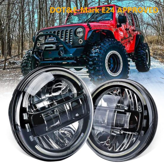 Headlight H4 Hi-Lo Beam With DRL For Lada Niva 4x4-Jeep Wrangler TJ-JK-JL Land Rover Defender Hummer 7-Inch LED