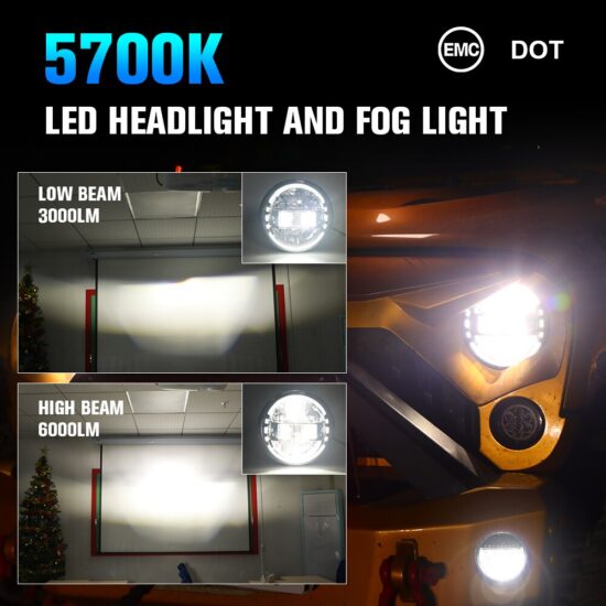 Headlight H4 Hi-Lo Beam With DRL For Lada Niva 4x4-Jeep Wrangler TJ-JK-JL Land Rover Defender Hummer 7-Inch LED - Image 3