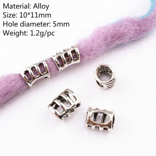 Hair Rings Braid Dreadlocks Bead Hair Cuffs Viking Beads Silver Nordic Braiders Irish Hair Accessories 5-Pcs - Image 4