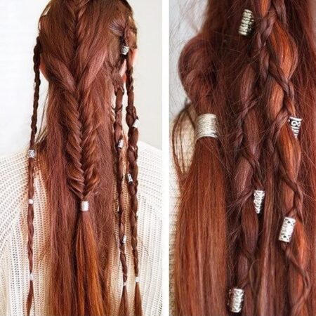 Hair Rings Braid Dreadlocks Bead Hair Cuffs Viking Beads Silver Nordic Braiders Irish Hair Accessories 5-Pcs