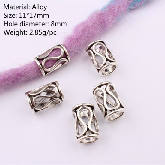 Hair Rings Braid Dreadlocks Bead Hair Cuffs Viking Beads Silver Nordic Braiders Irish Hair Accessories 5-Pcs - Image 3