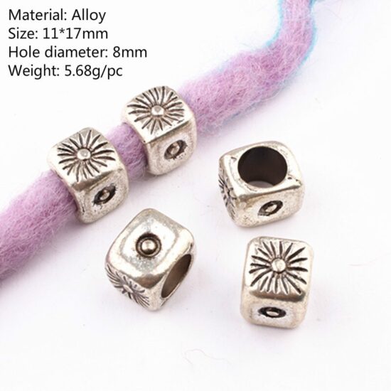 Hair Rings Braid Dreadlocks Bead Hair Cuffs Viking Beads Silver Nordic Braiders Irish Hair Accessories 5-Pcs - Image 5