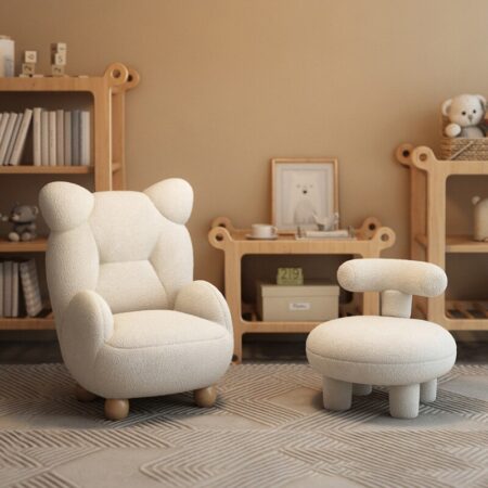 Sofa Chair Cute Baby anime Seat Children's Bear Mini Lazy Small Sofa Modern Library Furniture Dining Lamb Velvet Cream