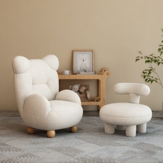 Sofa Chair Cute Baby anime Seat Children's Bear Mini Lazy Small Sofa Modern Library Furniture Dining Lamb Velvet Cream - Image 4