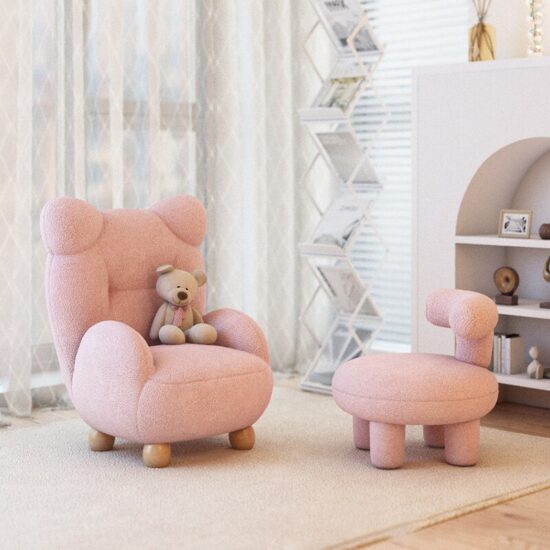 Sofa Chair Cute Baby anime Seat Children's Bear Mini Lazy Small Sofa Modern Library Furniture Dining Lamb Velvet Cream - Image 3