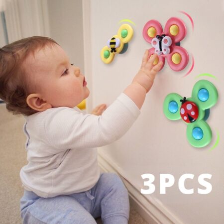 Baby Bath Toys Funny Bathing Sucker Spinner Suction Cup Cartoon Rattles Fidget Educational Toys 3Pcs/Set For Children Boys Gift