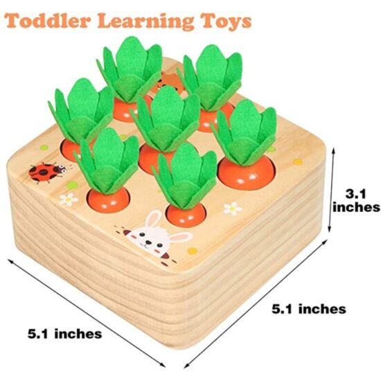 Pull Carrot Set Wooden Toy Shape Matching Puzzle Kids Wood Game Educational Montessori Toys For Children - Image 5