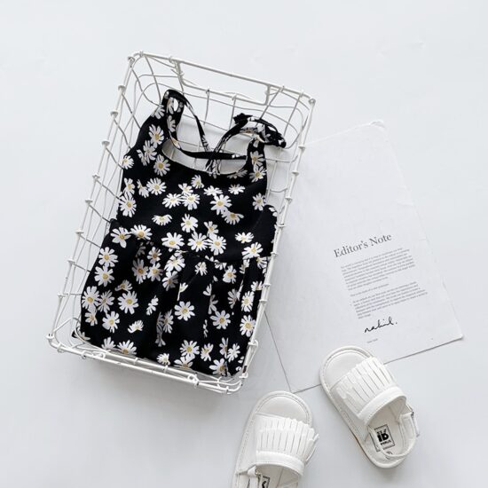 Splicing Daisy Dress For Kids Backless child Costumes Outfits Beach Clothes Baby girls - Image 3