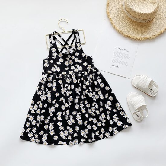 Splicing Daisy Dress For Kids Backless child Costumes Outfits Beach Clothes Baby girls - Image 2