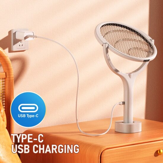 Mosquito Killer Lamp USB Rechargeable Electric Shocker 365nm Foldable Racket Fly Swatter 90-Degree Rotatable UV - Image 5