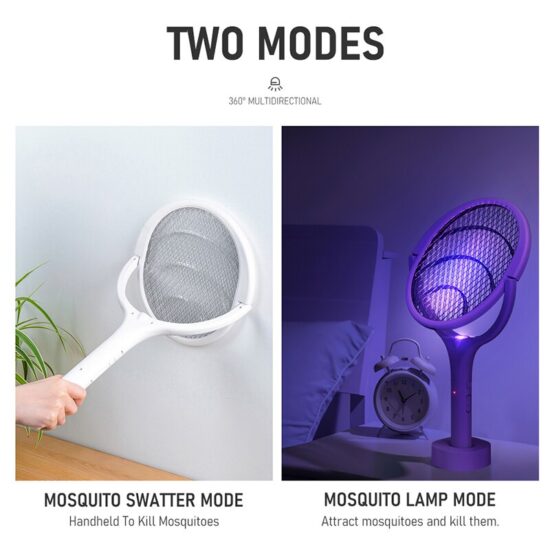Mosquito Killer Lamp USB Rechargeable Electric Shocker 365nm Foldable Racket Fly Swatter 90-Degree Rotatable UV - Image 3