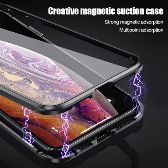 360 Magnetic Adsorption Metal Case For iPhone 14 13 12 11 Pro Max XR Double-Sided Glass Case For iPhone 6S 7 8 Plus Magnet Cover - Image 3