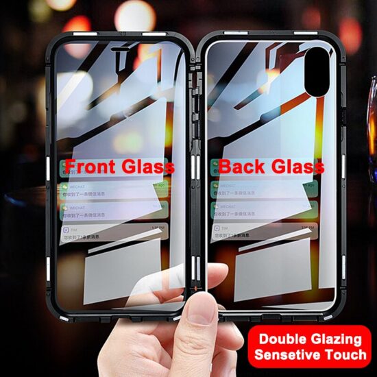 360 Magnetic Adsorption Metal Case For iPhone 14 13 12 11 Pro Max XR Double-Sided Glass Case For iPhone 6S 7 8 Plus Magnet Cover - Image 2
