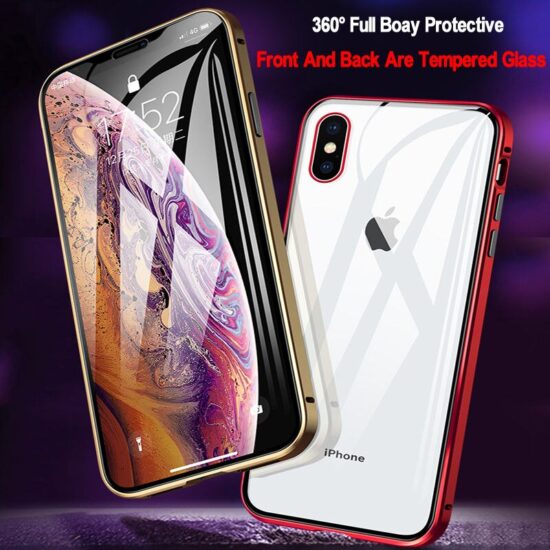 360 Magnetic Adsorption Metal Case For iPhone 14 13 12 11 Pro Max XR Double-Sided Glass Case For iPhone 6S 7 8 Plus Magnet Cover - Image 4