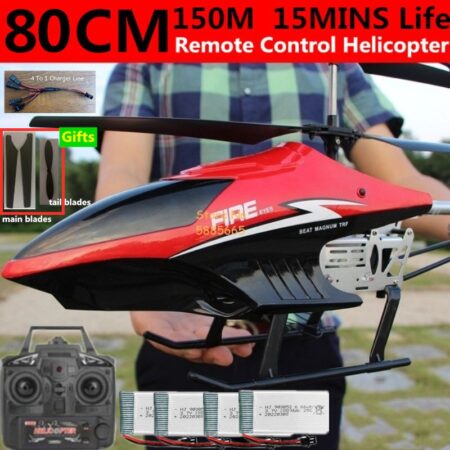 Helicopter Model Dual Flexible Propeller Anti-Crash Colorful Light Electric RC Helicopter Toy 80CM Big Alloy Remote Control