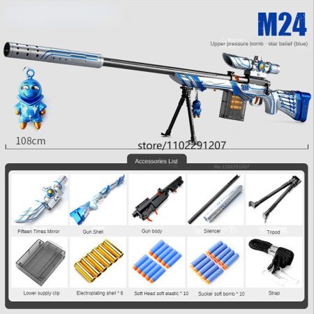 AWM M24 98k Soft Bullet Sniper Rifle Foam Darts Blaster Toy Gun Model For Adults Outdoor Games CS Shooting