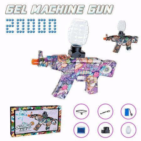 Electric Splatter Ball Blaster AEG AKM-47, Activities With 20k+ Gel Bullet And Goggles Toy Guns For Kids