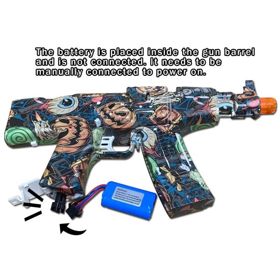 Electric Splatter Ball Blaster AEG AKM-47, Activities With 20k+ Gel Bullet And Goggles Toy Guns For Kids - Image 3