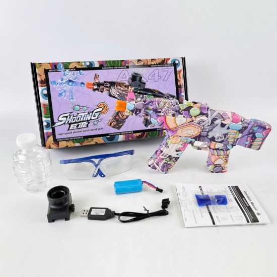 Electric Splatter Ball Blaster AEG AKM-47, Activities With 20k+ Gel Bullet And Goggles Toy Guns For Kids - Image 5