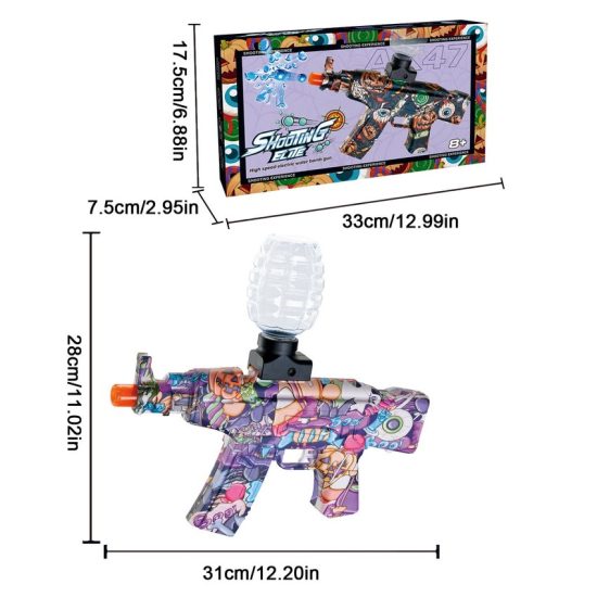 Electric Splatter Ball Blaster AEG AKM-47, Activities With 20k+ Gel Bullet And Goggles Toy Guns For Kids - Image 2