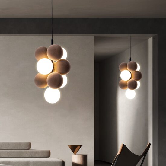 LED Chandelier Bubbles Bedside Lamp Modern Pendant Lamps Fabrics PVC Hanging Lighting Fixture - Image 4