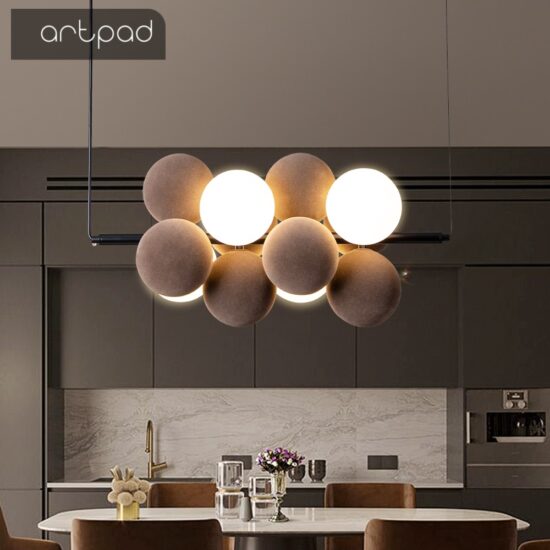LED Chandelier Bubbles Bedside Lamp Modern Pendant Lamps Fabrics PVC Hanging Lighting Fixture - Image 3